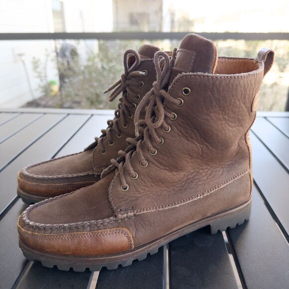 Cole Haan Country Brown Leather Nubuck Moc Toe Lace Up Boots Women Size 8 Narrow - Picture 1 of 14